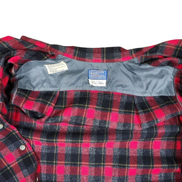 Pendleton Roos Atkins Flannel Shirt Red Black Plaid Wool Long Sleeve Md Vintage - Picture 13 of 15